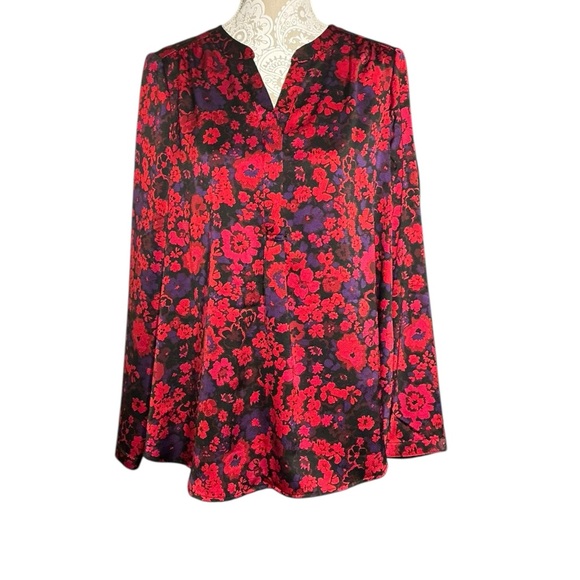 Lane Bryant Tops - Lane Bryant Red & Purple Floral Blouse Size 14